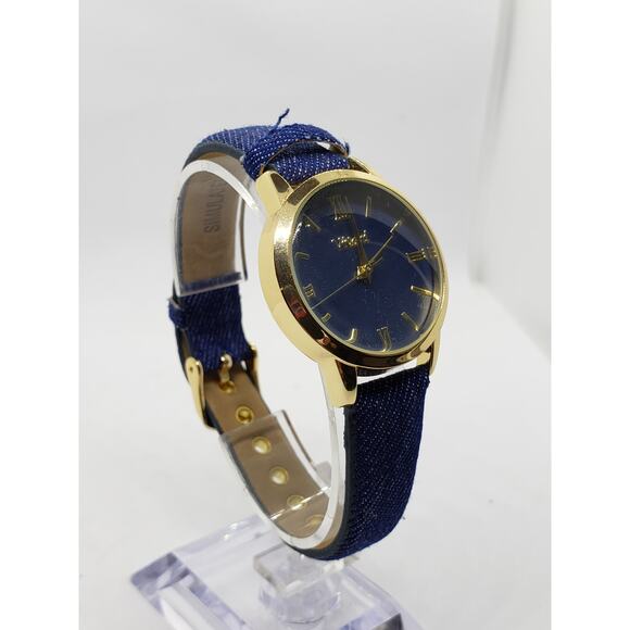 Vivani WAC5341KL 0520. Blue face with gold accents, denim blue band. main image 10